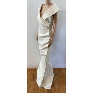 CHIARA BONI COCOON COLLAR TRUMPET GOWN